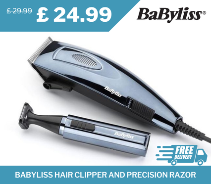 BaByliss Hair Clipper and Precision Razor Power Blade Pro Shaver Set for Men, originally £29.99, now £24.99 – 17% discount with free delivery