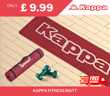 Kappa Non-Slip Fitness Mat, Thick and Durable, Ideal for Yoga, Pilates, Gym Workouts, with Carry Strap for Easy Transport.