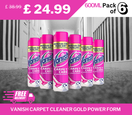 Vanish Carpet Cleaner Gold Power Form Pack of 6 for Deep Cleaning and Stain Removal