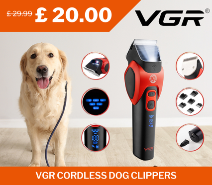 VGR Cordless Dog Clippers, originally £29.99, now £20.00 – 33% discount with free delivery