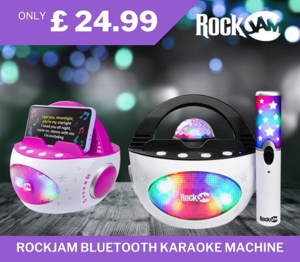RockJam Bluetooth Karaoke Machine with Microphone and Disco Light, available for £24.99 with free delivery