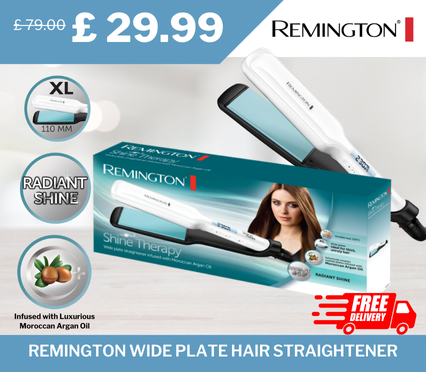 Remington Wide Plate Hair Straightener, originally £79.00, now £29.99 – 62% discount with free delivery