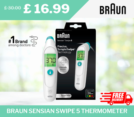 Braun Sensian Swipe 5 Thermometer, the No. 1 brand among doctors, available at half price