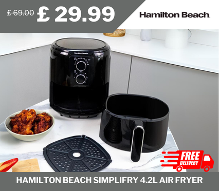 Hamilton Beach Simplifry 4.2L Air Fryer, originally £69.00, now £29.99 – 57% discount with free delivery