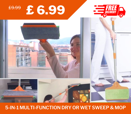 5-in-1 Multi-function Dry or Wet Sweep & Mop, originally £9.99, now £6.99 – 30% discount with free delivery