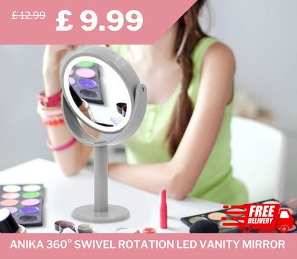 Anika 360 Swivel Rotation LED Vanity Mirror, originally £12.99, now £9.99 – 23% discount with free delivery