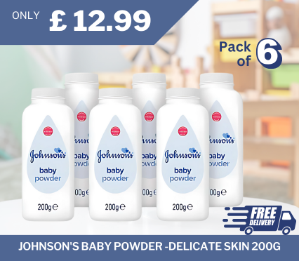 Johnson's Baby Powder Delicate Skin 200g, pack of 6, only £12.99 with free delivery