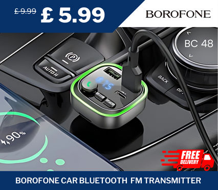 Borofone Car FM Transmitter Charger 3.0,  originally £9.99, now £5.99 with free delivery