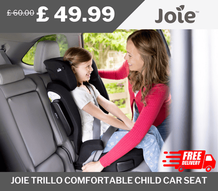 "Joie Trillo Comfortable Child Car Seat, originally £54.99, now £49.99 – 9% discount with free delivery