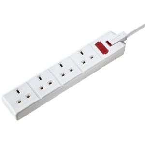 Permaplug by Masterplug Four Socket Extension Lead with Power Indicator, 2 Metres, White
