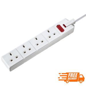Permaplug by Masterplug Four Socket Extension Lead with Power Indicator, 2 Metres, White